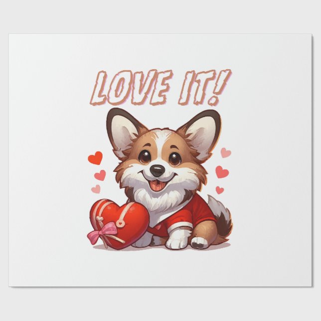 Süße Corgi Liebe Geschenkpapier (Flach)