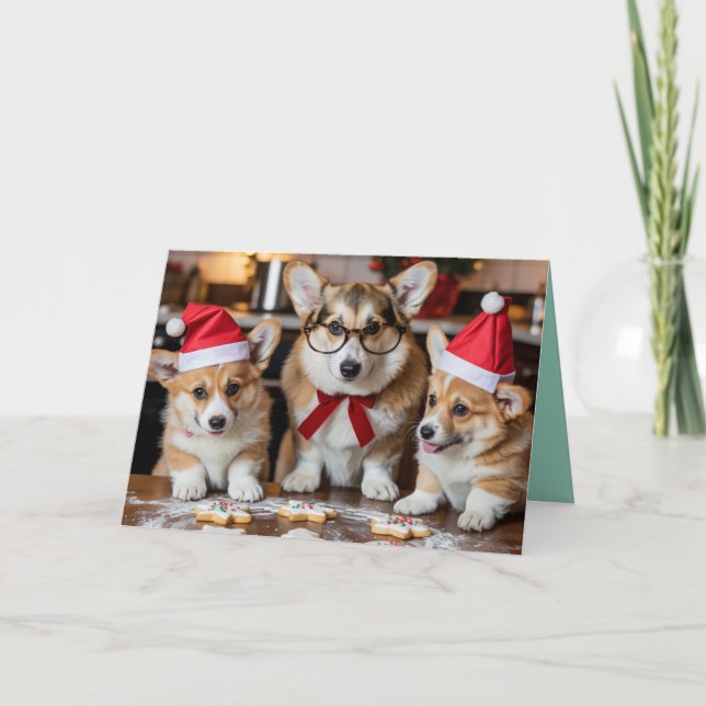 Süße Corgi Weihnachtsplätzchen Karte (Vorderseite)