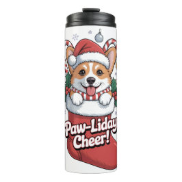 Süße Corgi-Weihnachtstasse – Paw-liday Cheer Kaffe Thermosbecher