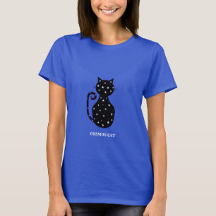 Süße Cosmos Schwarze Katze T-Shirt