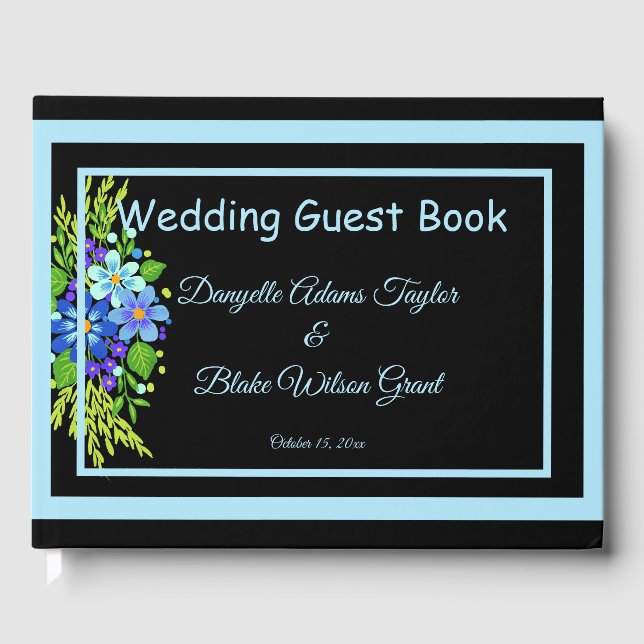 Süße, Country Blue Floral Wedding, Empfang Gästebuch (Vorderseite)