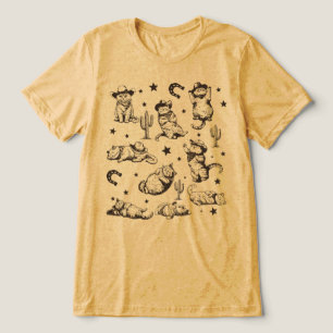 Süße Cowboy-Katzen Western-Kätzchen-Muster Tri-Blend Shirt