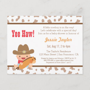 Süße Cowboy-Western-Themen-Baby-Shower-Einladungen Einladung