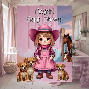 Süße Cowgirl-Baby-Party Pink Blau Tiere Einladung