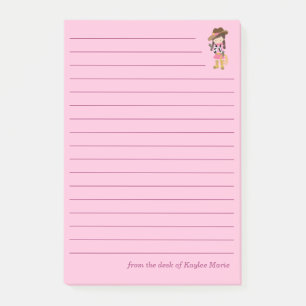 Süße Cowgirl individuell linierte Kinder Rosa Post-it Klebezettel