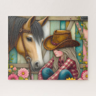 Süße Cowgirl Pferd Blumen