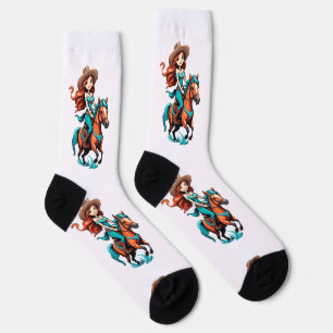 Süße Cowgirl reitet Pony Thunder_Cove Socken