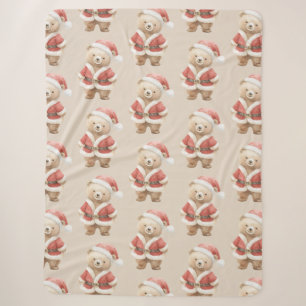 Süße Creme Teddybär Weihnachtsmann Weihnachten Sherpadecke