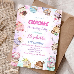 Süße Cupcake-Geburtstagsfeier-Einladung Einladung