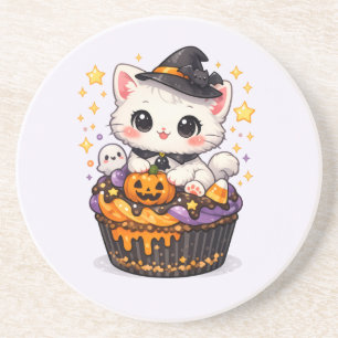 Süße Cupcake-Hexen-Kitty  Getränkeuntersetzer