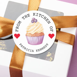 Süße Cupcakes aus der Küche von Personalisiert Runder Aufkleber