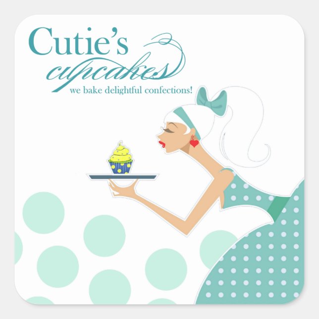 Süsse Cupcakes - Confections Desserts Gebäck Quadratischer Aufkleber (Vorderseite)