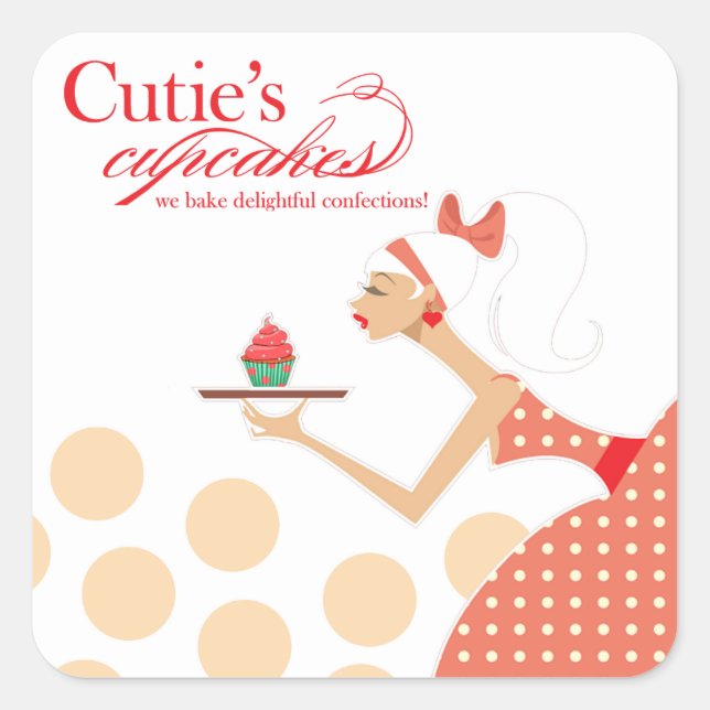 Süsse Cupcakes - Confections Desserts Gebäck Quadratischer Aufkleber (Vorderseite)