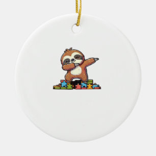 Süße Dabbing Faultier-Autismus-Aufklärung Autistis Keramik Ornament