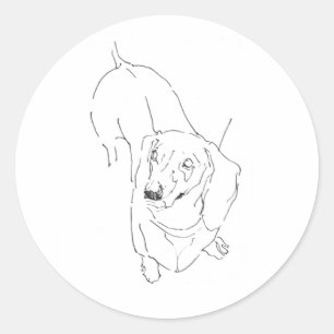 Süße Dachshund-Tasse – Line-Art-Wursthund Runder Aufkleber