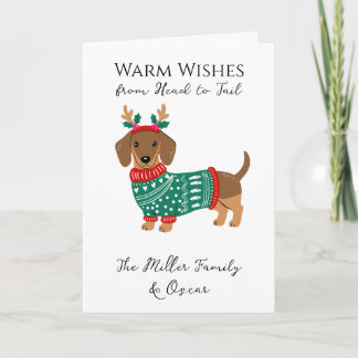 Süße Dachshund-Weihnachtskarte - Warme Wünsche von Karte