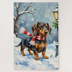 Süße Dachshund-Welpen Kuschel-Winter-Schal-Kunst