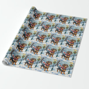 Süße Dachshund-Welpen Kuschel-Winter-Schal-Kunst Geschenkpapier