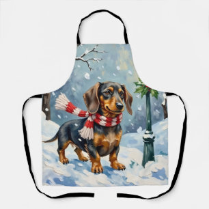 Süße Dachshund-Welpen Kuschel-Winter-Schal-Kunst Schürze