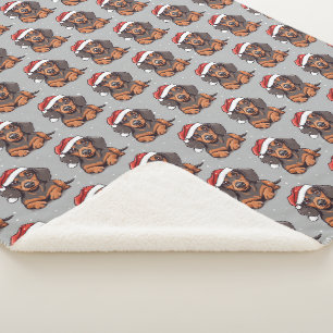 Süße Dachshund-Welpen-Weihnachts-Sherpa-Decke Sherpadecke
