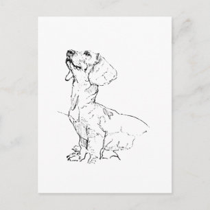 Süße Dachshund-Zeichnung, Hunde-Eltern Postkarte