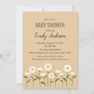 Süße Daisy-Baby-Shower-Einladung in Beige Einladung