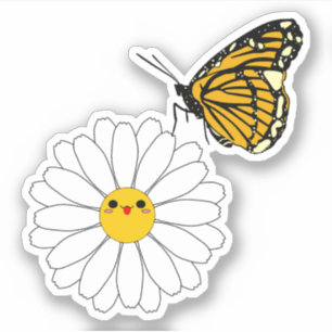 Süße Daisy mit Schmetterling Vinyl Aufkleber