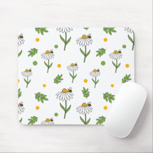 Süße Daisy- und Bienen-Nahtlos-Muster Mousepad