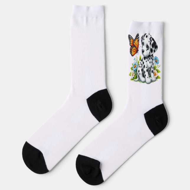 Süße Dalmatiner/Schmetterlingsfreunde Socken (Linkes Detail)