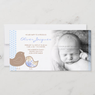 Süße Damast-Küken Baby-Junge-Geburtsanzeige Ankündigung
