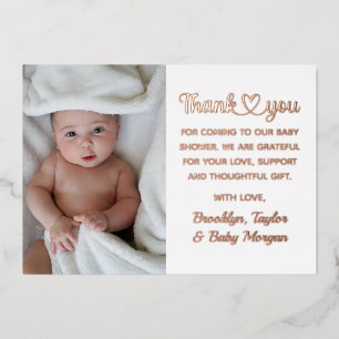 Süße Danke-Herz-Personalisiertes Foto Neue Babypar Folieneinladung