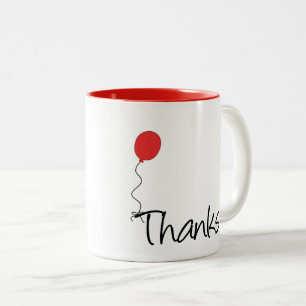Süße "Danke" mit rotem Luftballon Danke Geschenkta Zweifarbige Tasse