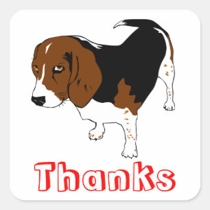 Süße Danke-Vielmals-Beagle-Welpen-Hund-Gruß-Aufkle Quadratischer Aufkleber