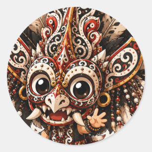 SÜßE DAYAK HUDOQ MASKE CHIBI STAMM STICKER