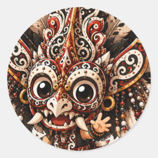 SÜßE DAYAK HUDOQ MASKE CHIBI STAMM STICKER
