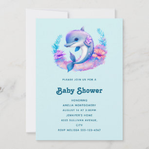 Süße Delfin-Meereskreatur Baby Shower Einladung