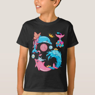 Süße Delfin-Meerjungfrau Kawaii Ozean Meerestiere T-Shirt