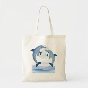 Süße Delphin-Wasserfarbe-Tasche Ozeanleben Leinw Tragetasche