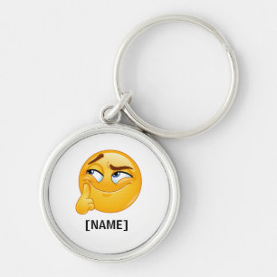 Süße Denkende Emoji Lustige Grinsende Gesicht Golf Schlüsselanhänger