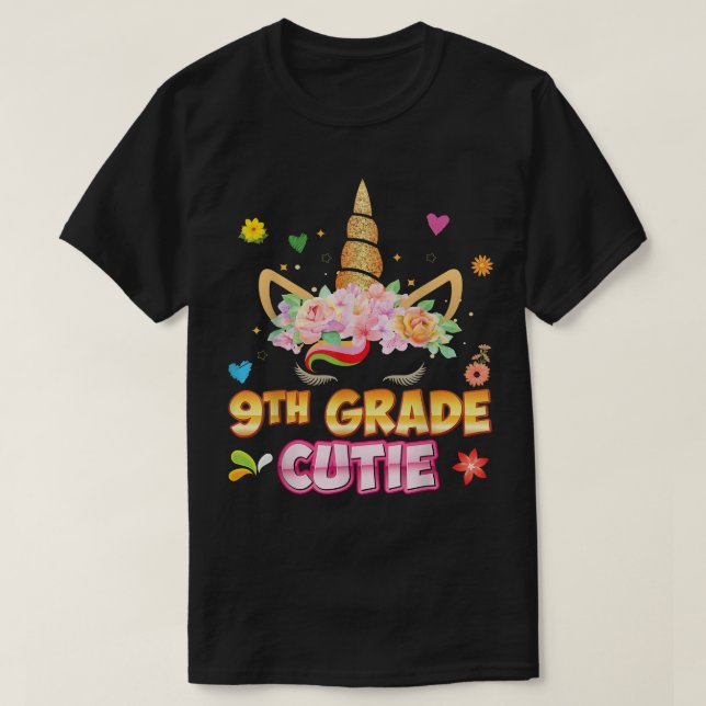 Süsse der 9. Klasse, Niedliche Einhornhaut-Schnürs T-Shirt (Design vorne)