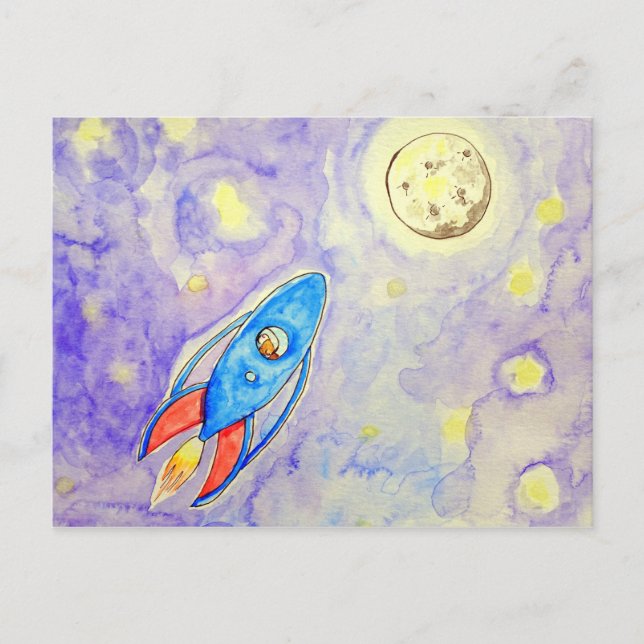 Süsse der Guinea Rocketing zum Mond Postkarte (Vorderseite)