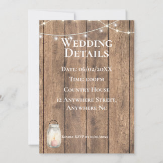 Süße Details Karte für eine ländliche Hochzeit | R