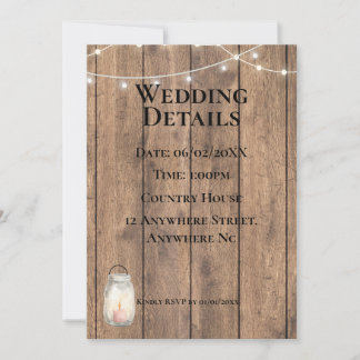 Süße Details Karte für eine ländliche Hochzeit | R