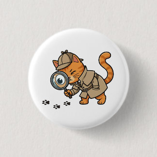 Süße Detektivkatze Knopf Button