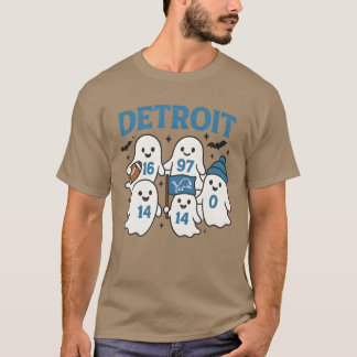 Süße Detroit Football Geister Halloween Design T-Shirt