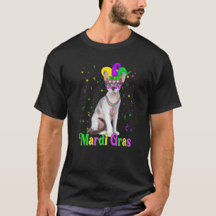 Süße Devon Rex Katzen Tiere Mardi Gras Karneval T-Shirt