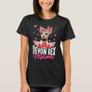 Süße Devon Rex Mama Blumen-Bandana Katze Muttertag T-Shirt