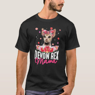 Süße Devon Rex Mama Blumen-Bandana Katze Muttertag T-Shirt