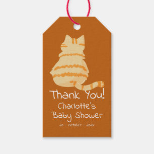 Süße dicke orange Katze Baby Shower Geschenkanhänger
