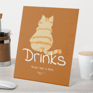 Süße dicke orange Katze Baby Shower Getränke Sockelschild